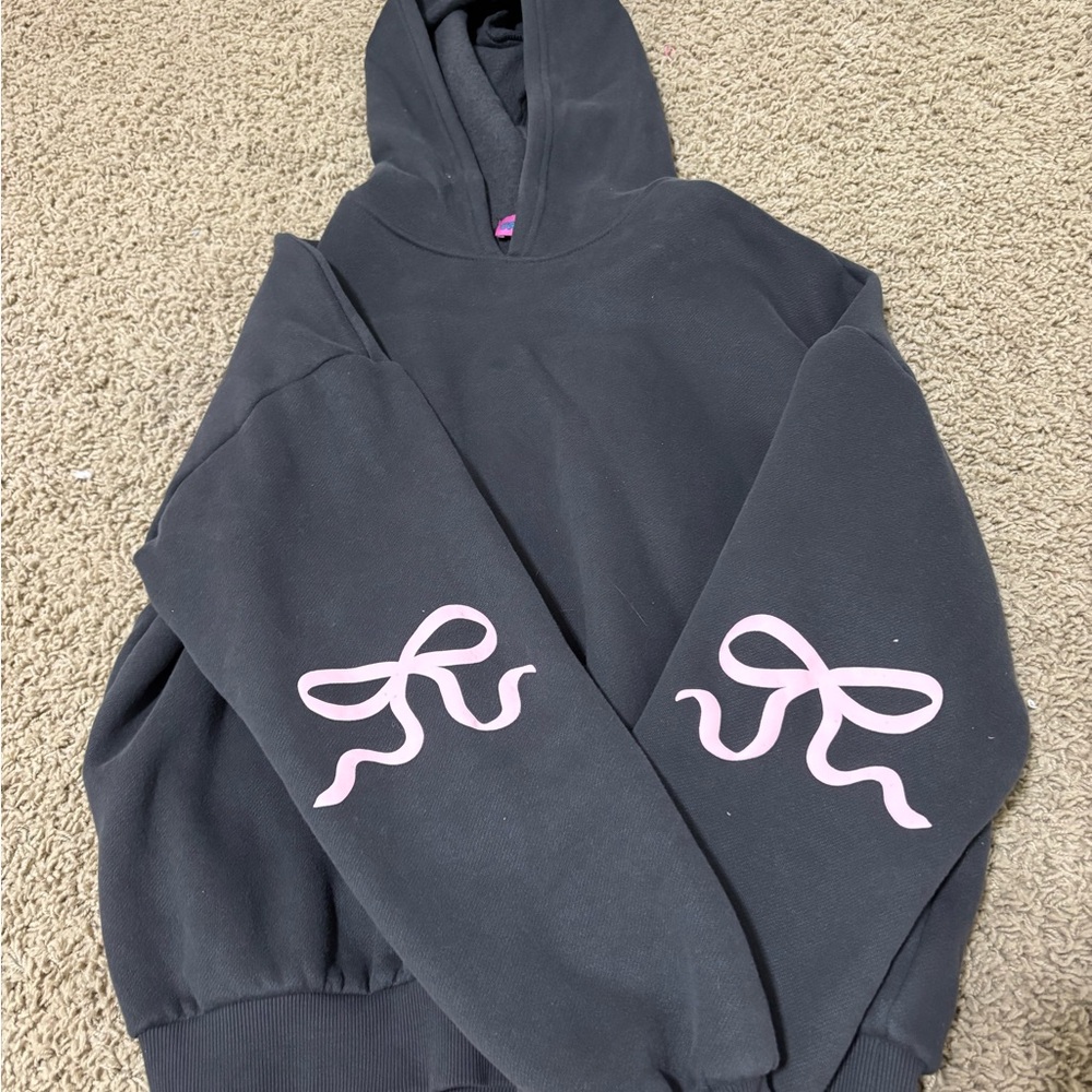 Edikted Black Hoodie with Pink Label